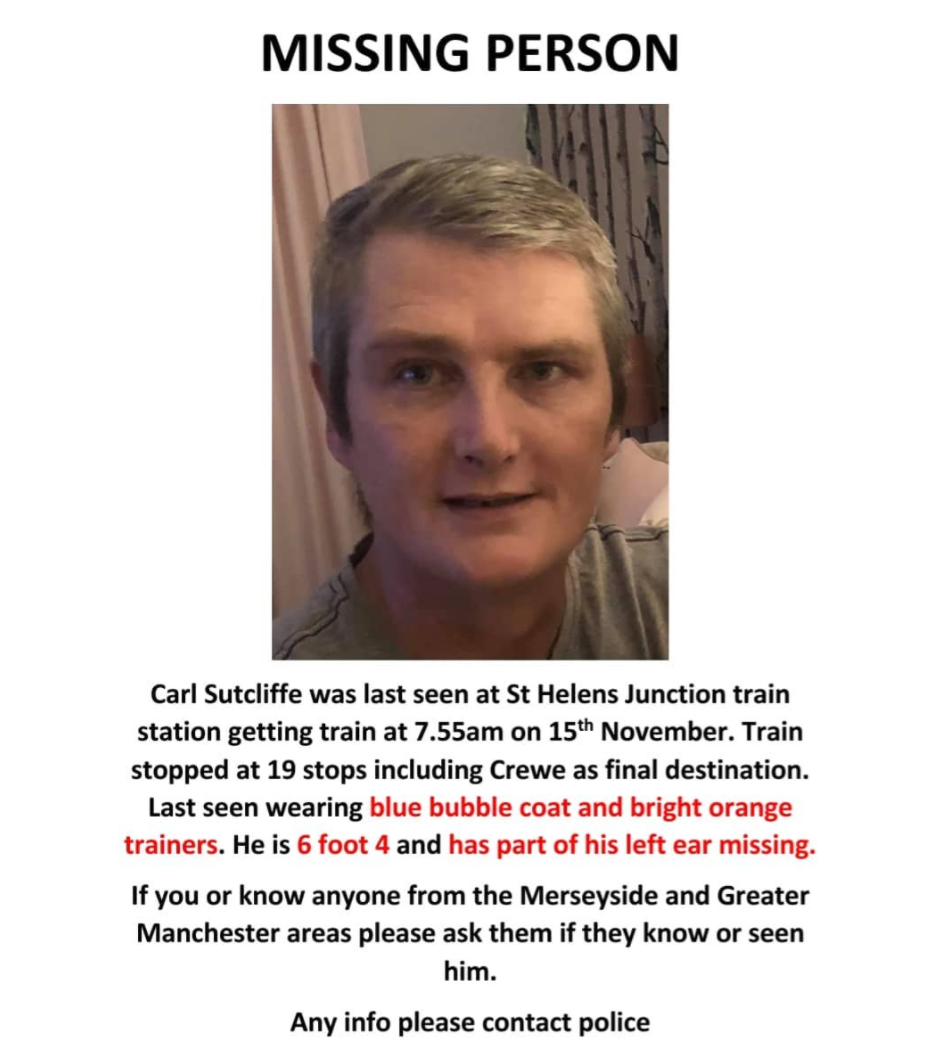 Family of missing man who boarded train &#8216;towards Manchester&#8217; appeal for information, The Manc