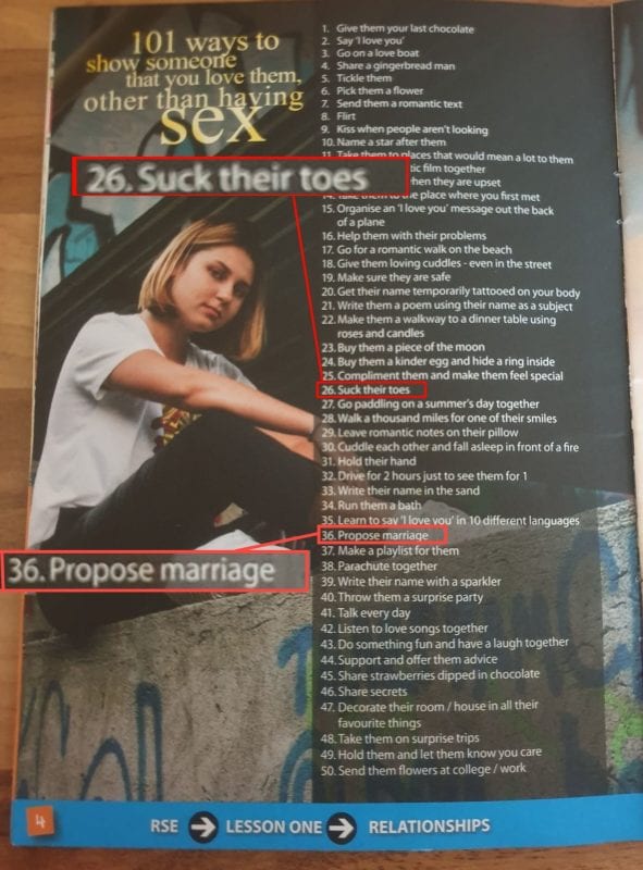 Dad Slams School After Leaflet Tells Teens To Suck Toes