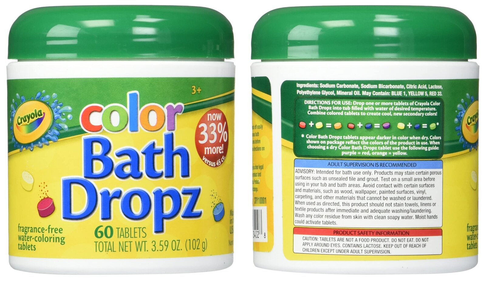 Play Visions Crayola Bath Dropz 3+ Kids Water-Coloring Bath Tablets 60  Tablets 692237034028