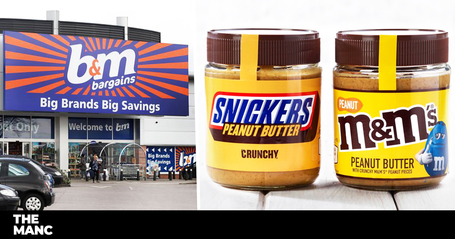 B&M is selling jars of M&M and Snickers peanut butter