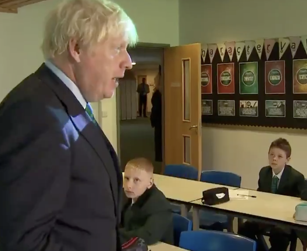 Tweet goes viral as kids shown cramped in corner during Boris Johnson classroom talk, The Manc