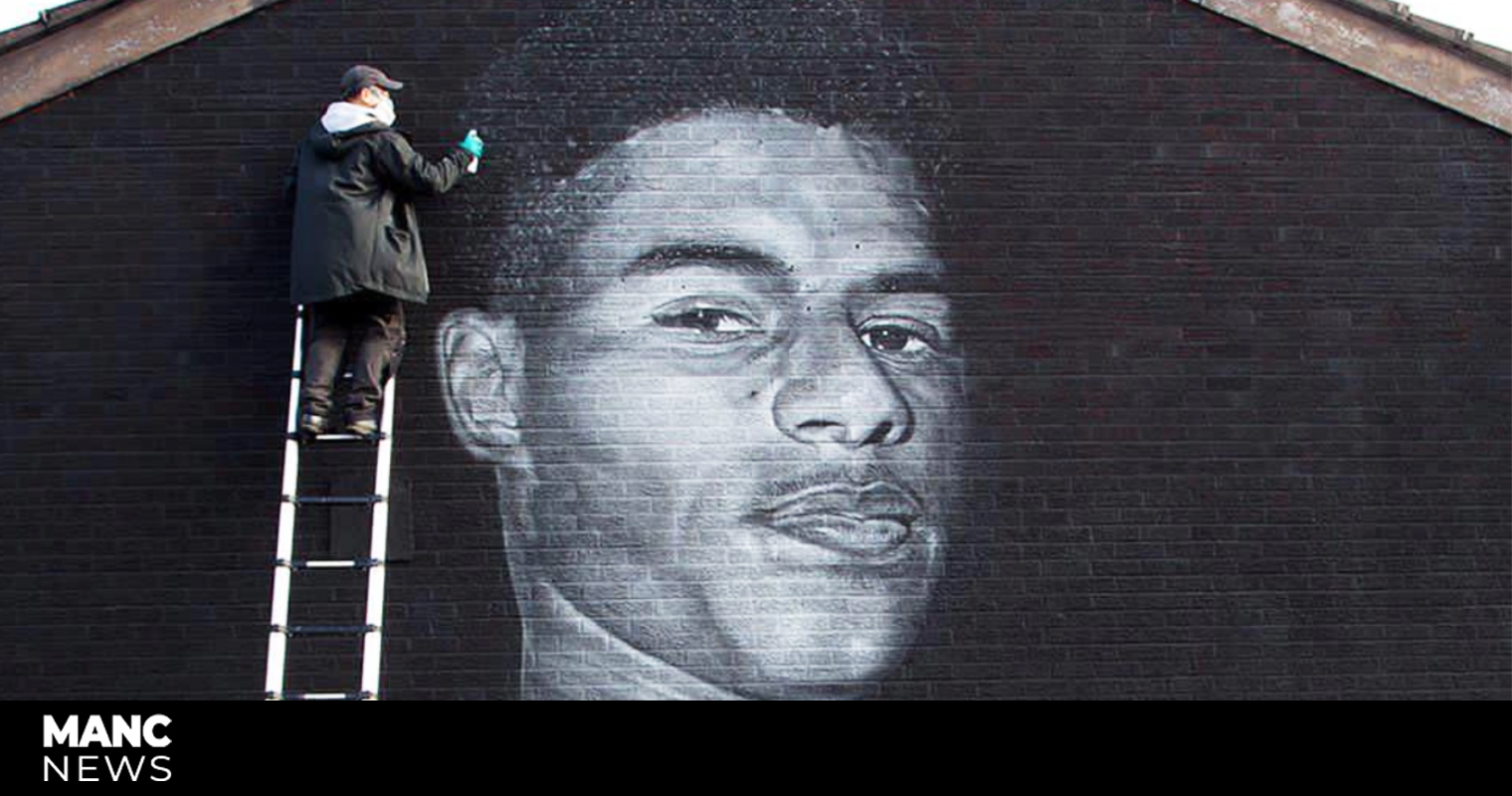 Marcus Rashford mural in Withington daubed with offensive ...