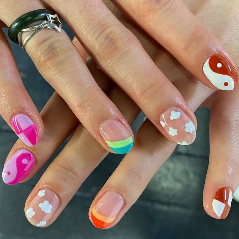 Colourful nail art Manchester salon Afflecks