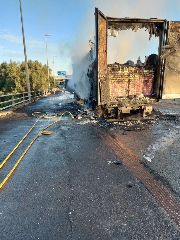 Lorry filled with Birds Eye potato waffles catches fire on M6, The Manc