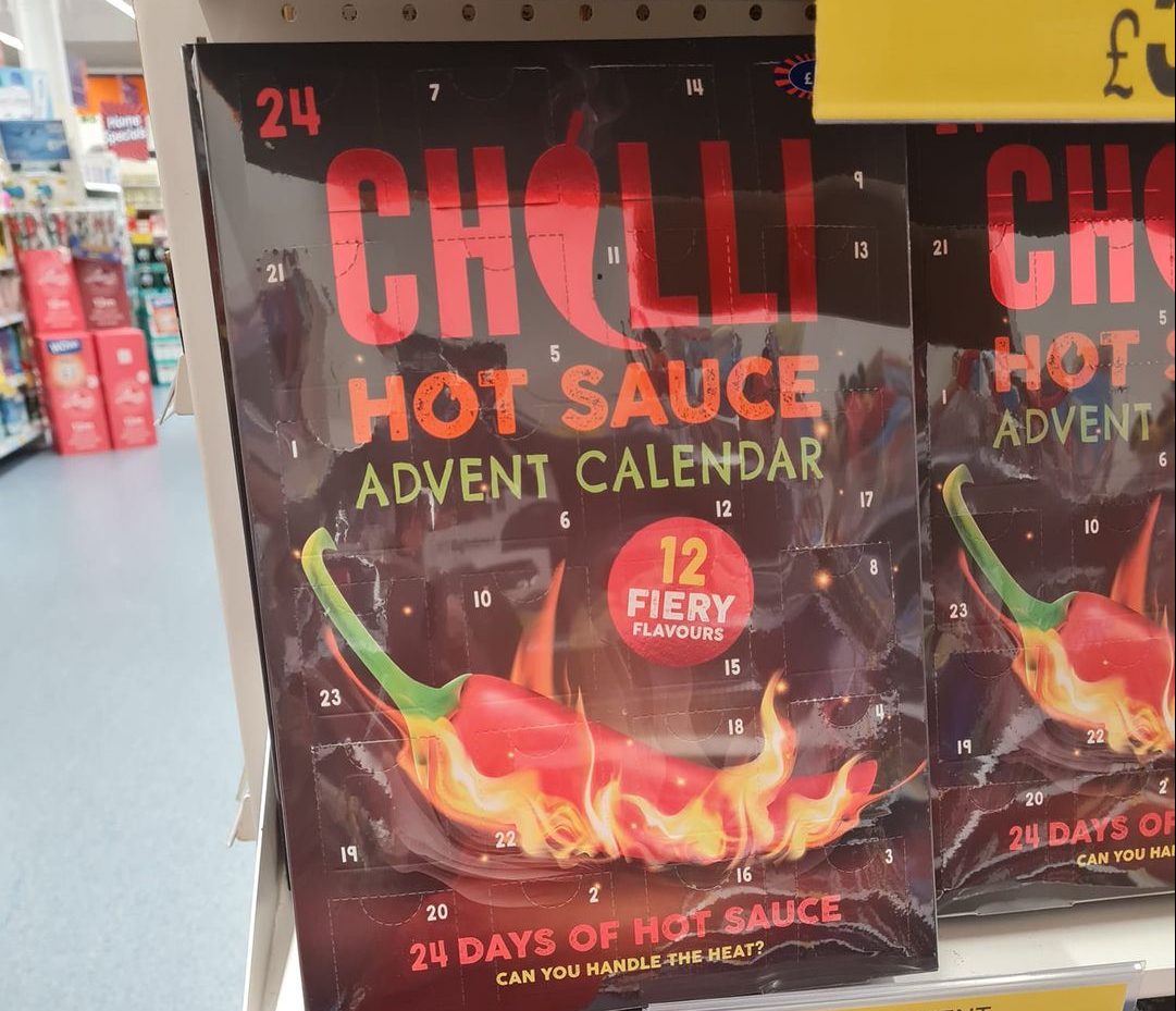 You can get a hot sauce advent calendar with 12 fiery flavours at B M