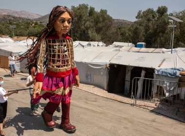 A photo of Little Amal, a 3.5 metre puppet who is coming to Manchester