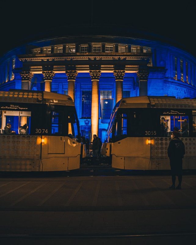 Hundreds hold vigil for Ukraine as Manchester lights up blue and yellow in solidarity, The Manc