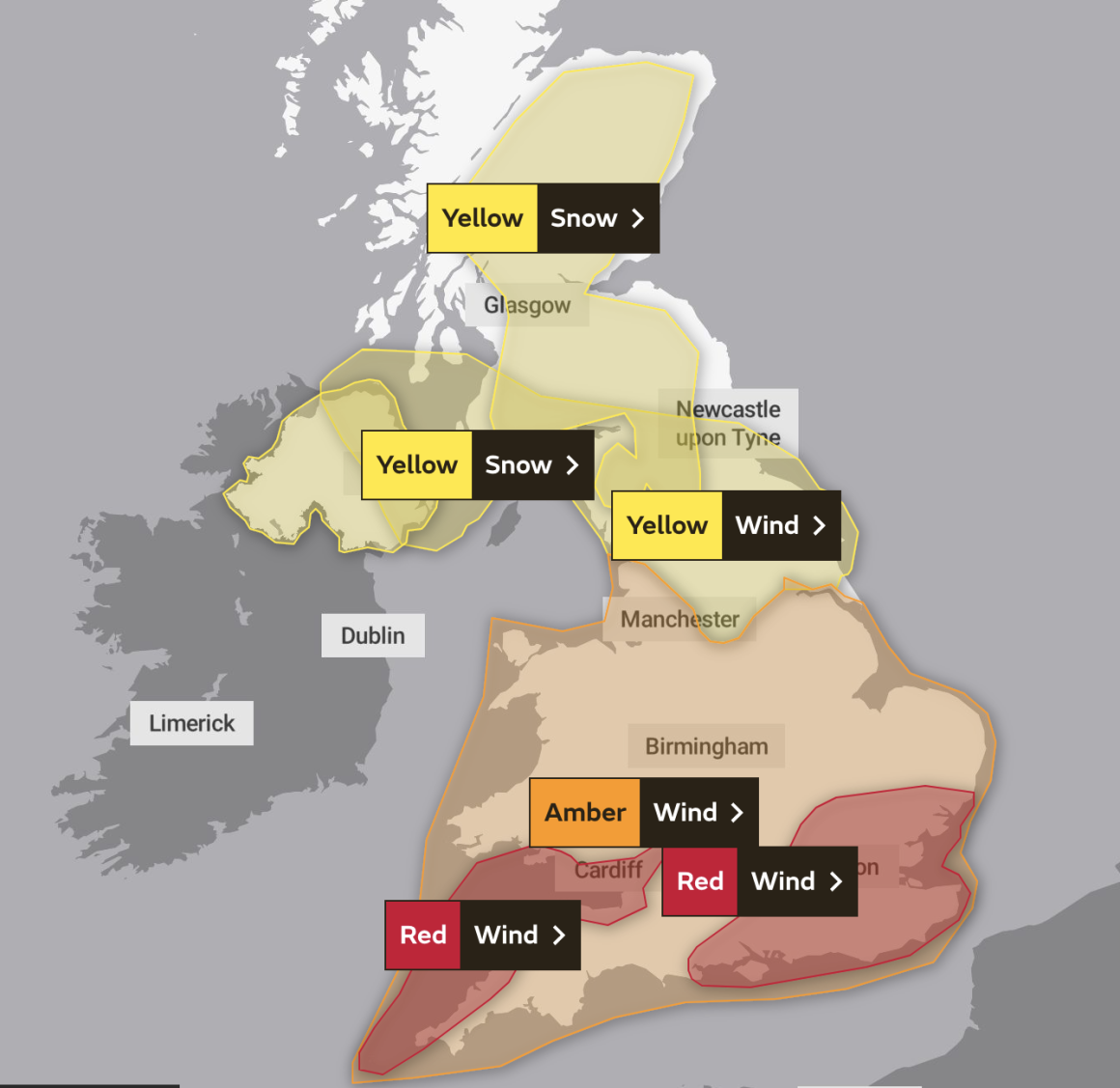 Rare red weather warning issued in UK as Storm Eunice arrives