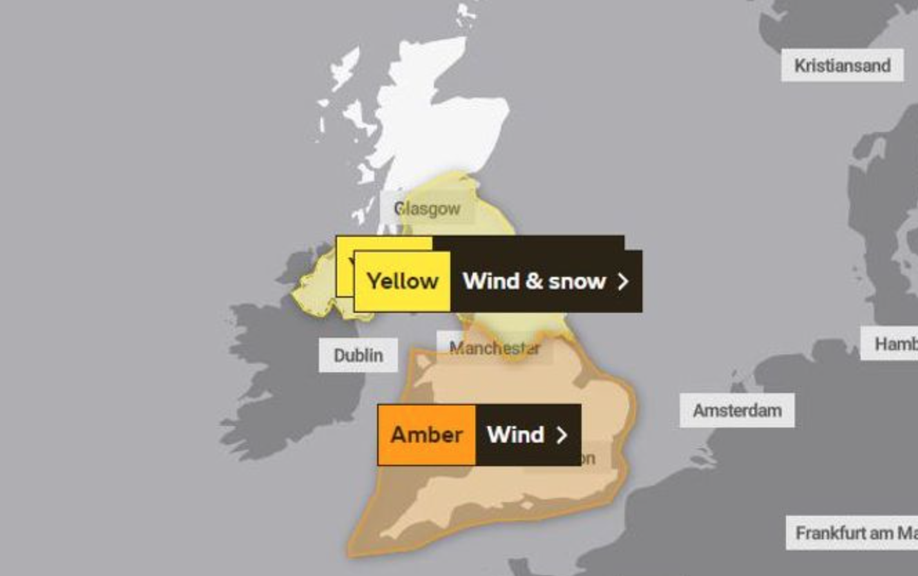 Met Office issues &#8216;stay indoors&#8217; alert ahead of the arrival of Storm Eunice, The Manc