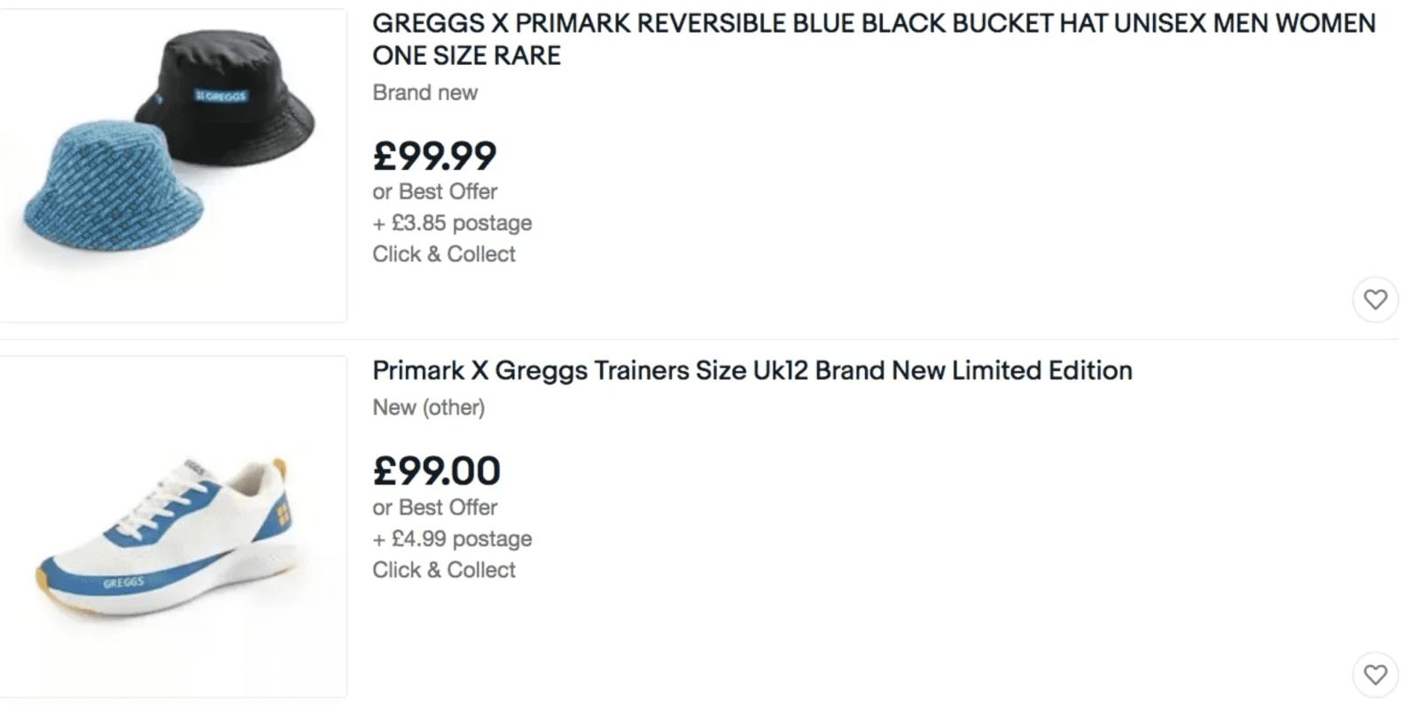 Products from the Greggs x Primark range found on eBay for three times the price, The Manc