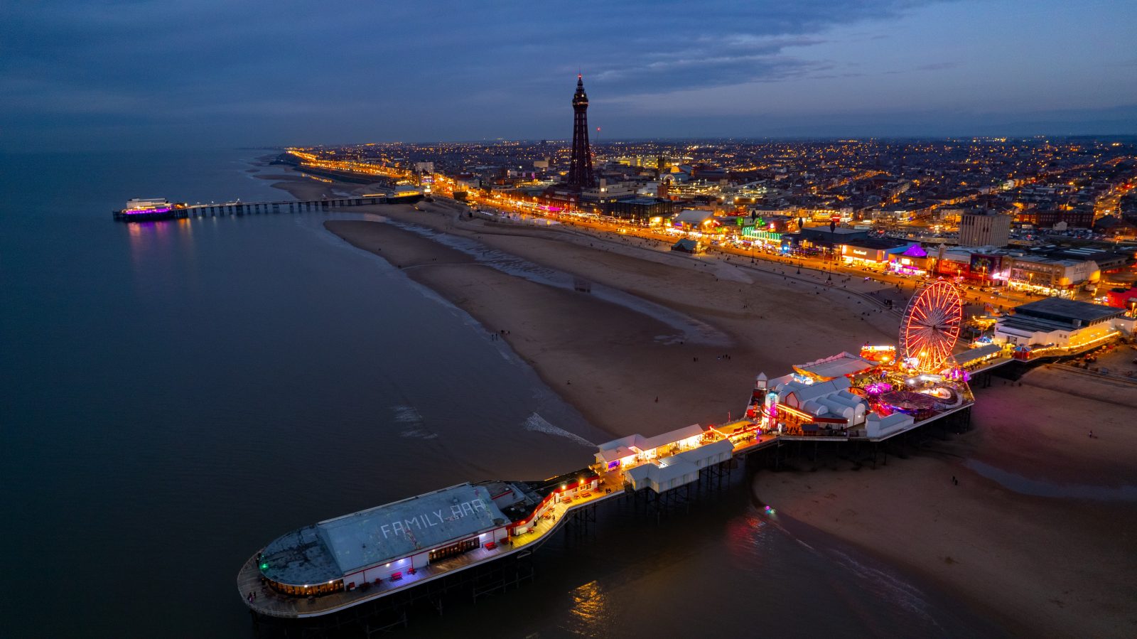 Blackpool seafront at night