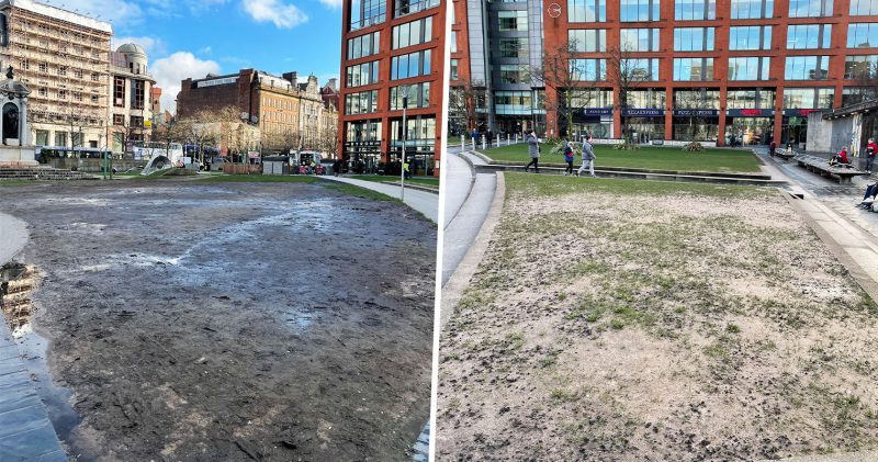 &#8216;Turf is on the way&#8217; &#8211; plans to revamp Piccadilly Gardens AGAIN as area is left muddy and bleak, The Manc