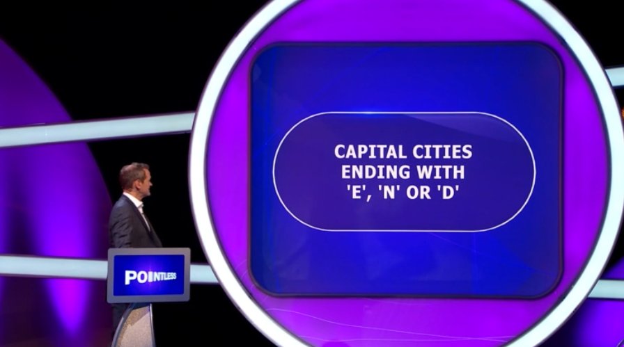 Alexander Armstrong asking a Pointless question.