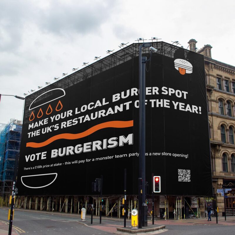 Burgerism take out 5-storey billboard in bid for Restaurant of the Year, The Manc