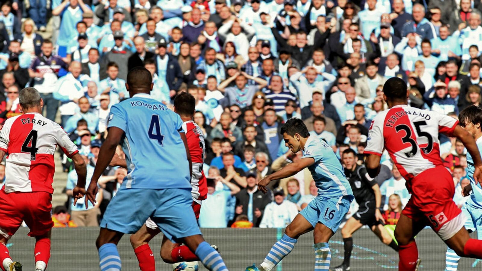 Sergio Aguero's 2012 title-winning City shirt is finally going up