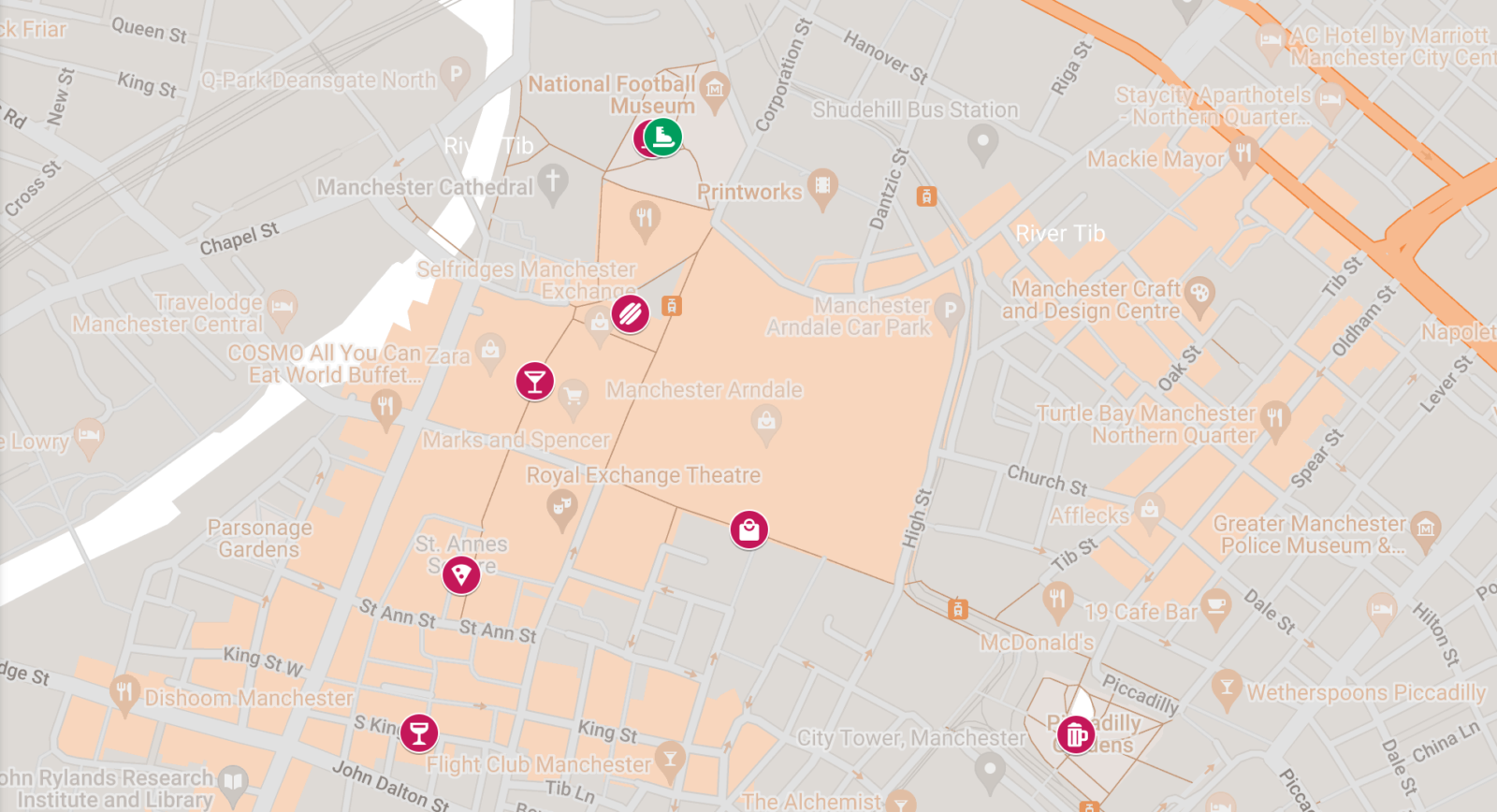 Map of 2022 Manchester Christmas Markets