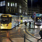Metrolink tram and bus in Manchester