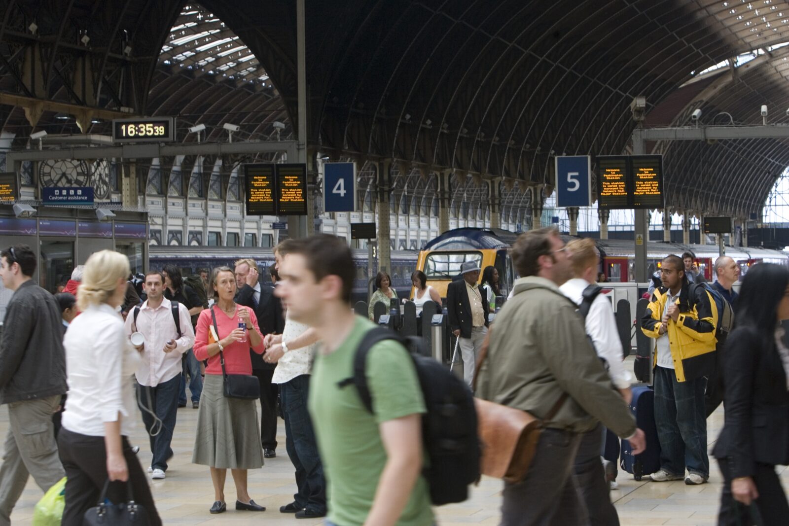 People in a train station