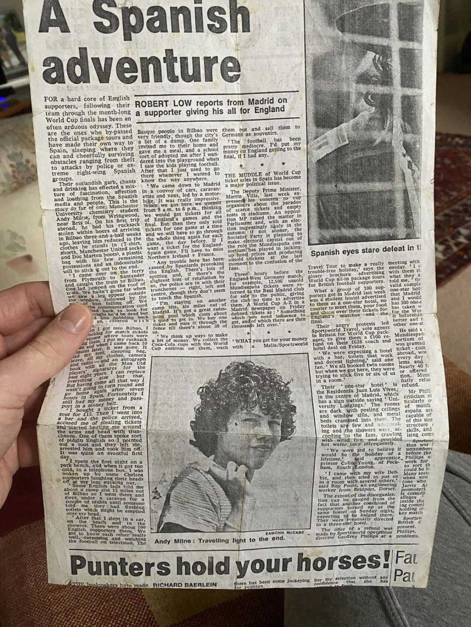Andy Milne newspaper as a kid