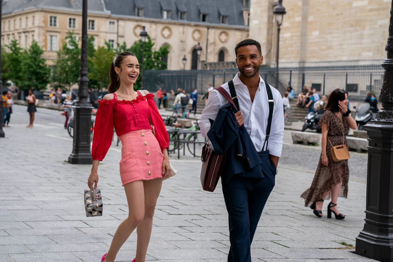 Lucien Laviscount at the Louis Vuitton Show during PFW. #emilyinparis 