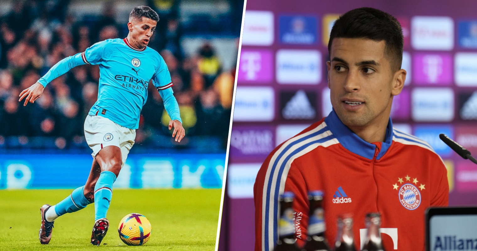 Manchester City's Joao Cancelo heads the ball during the Champions