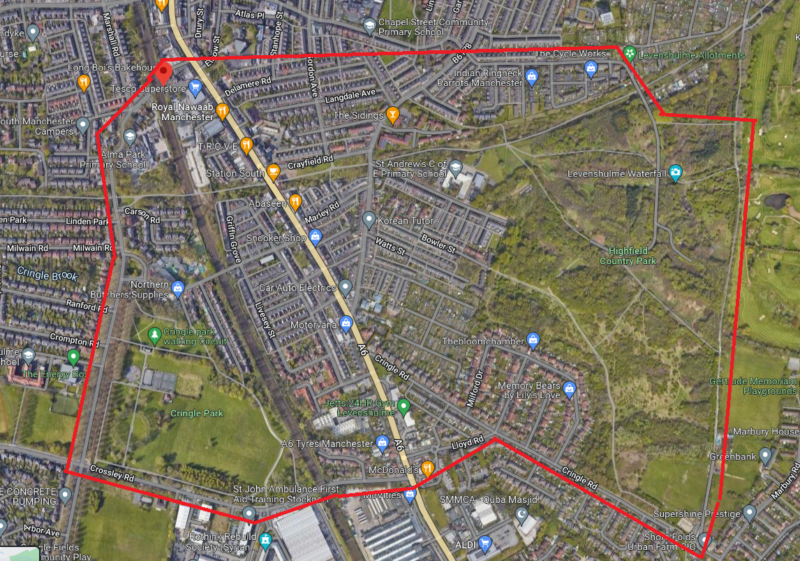 Two Arrested After Teenager Left In Critical Condition Following   S60 Levenshulme Map 800x561 