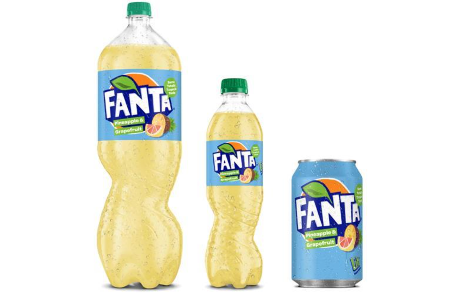 The new branding of Lilt called Fanta Pineapple and Grapefruit. 