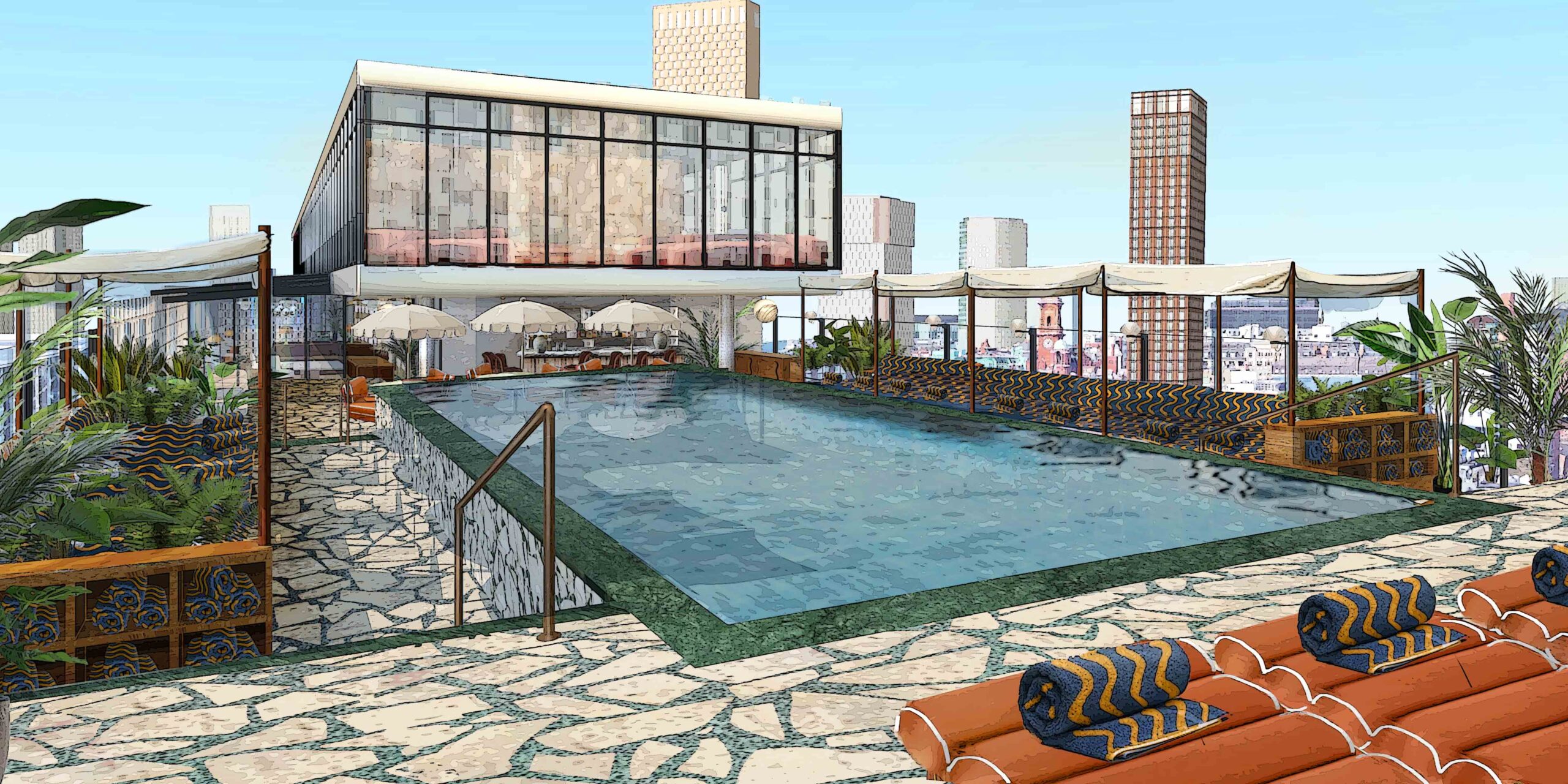 Soho House Manchester rooftop pool