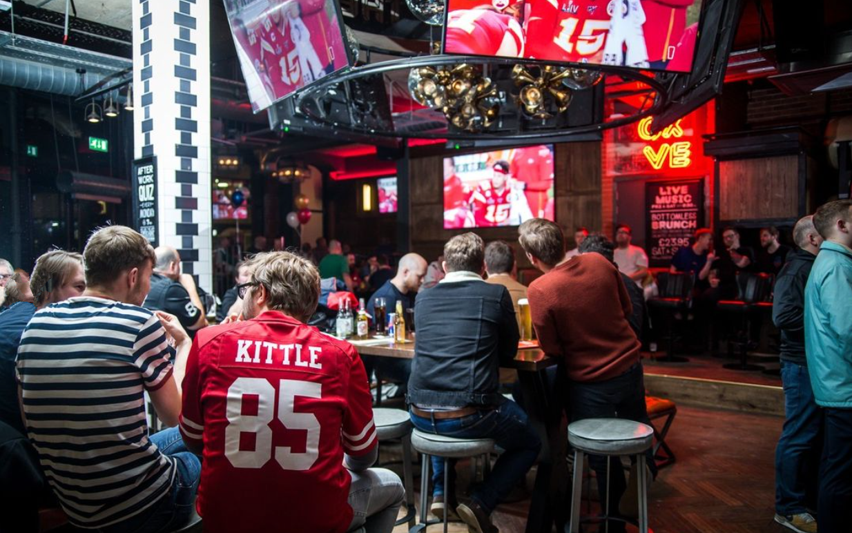 where to watch the super bowl LVIII in manchester city centre this year