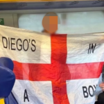England fan flag Diego Maradona death threats