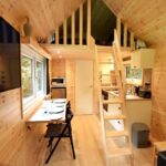 Inside a tiny cabin Airbnb