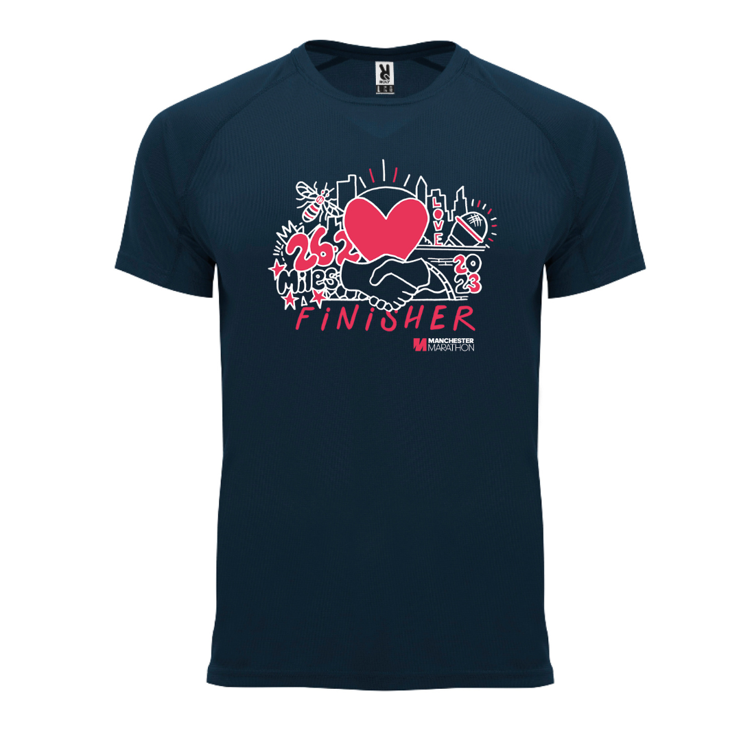 2023 Manchester Marathon finisher's shirt