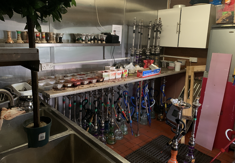 Shisha pipes inside Dubai Cafe which had been operating illegally