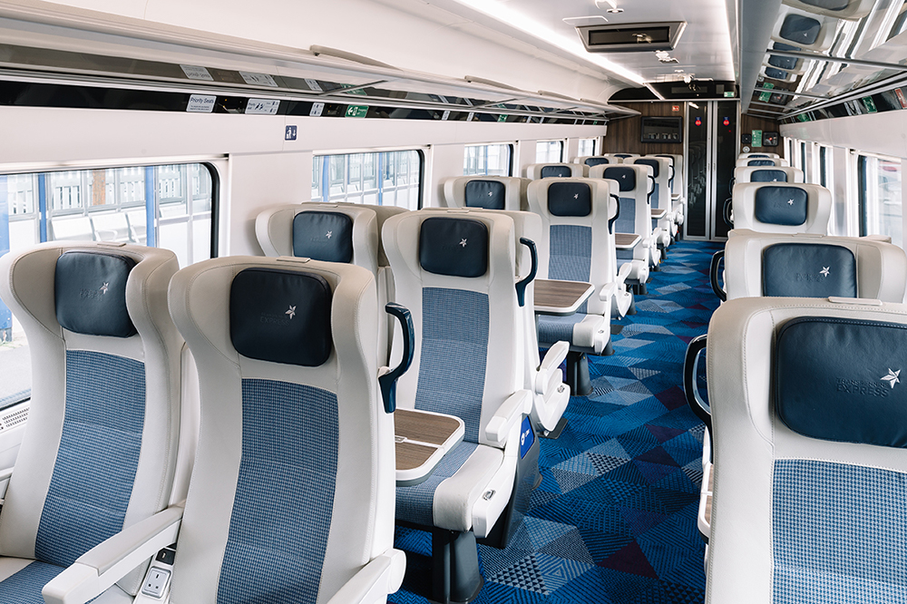 Inside a Transpennine Express train. 