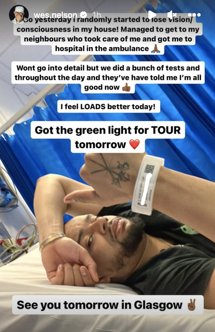 Wes Nelson in hospital