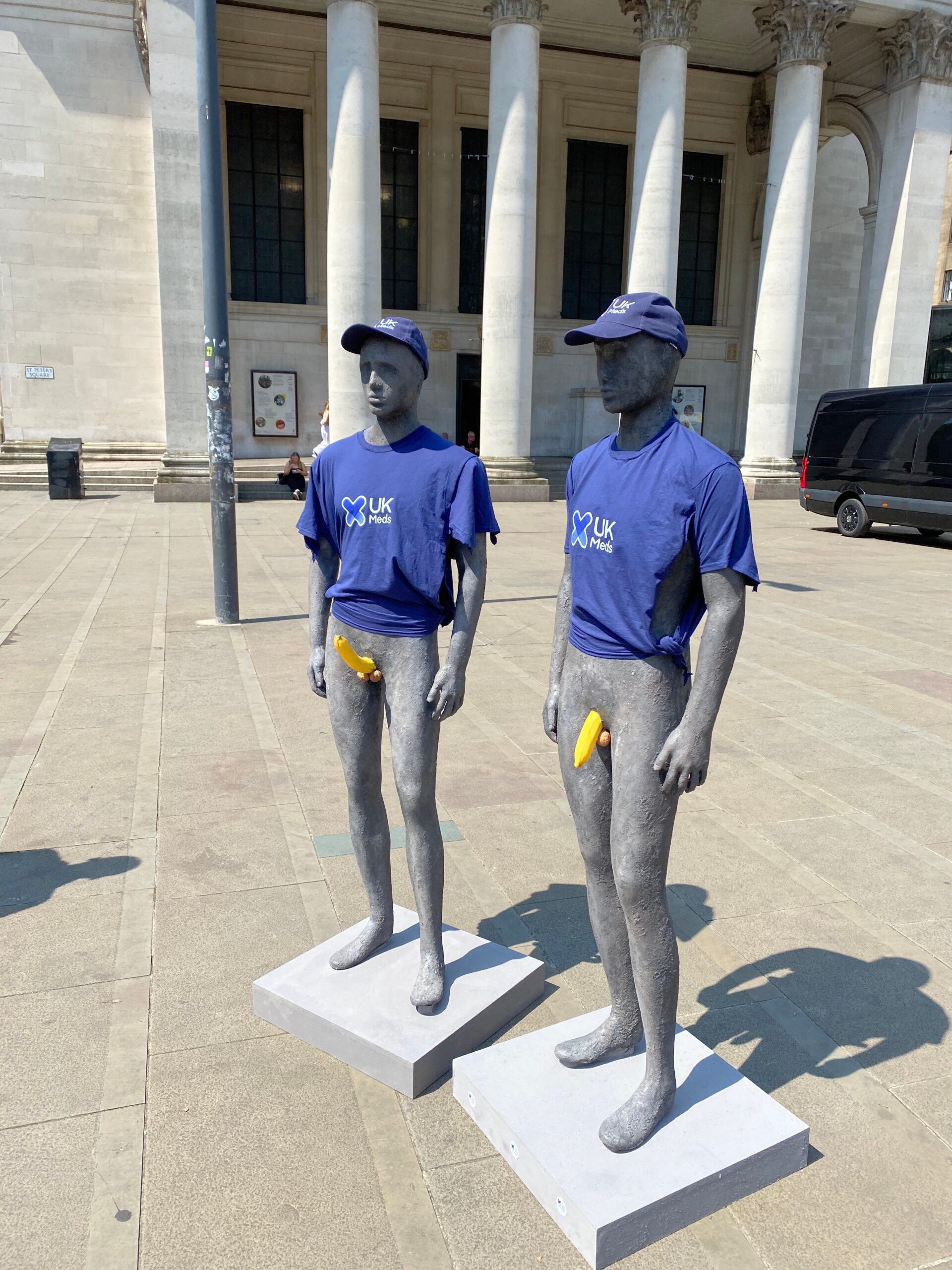 The statues in Manchester were dressed up by the afternoon. Credit: The Manc Group