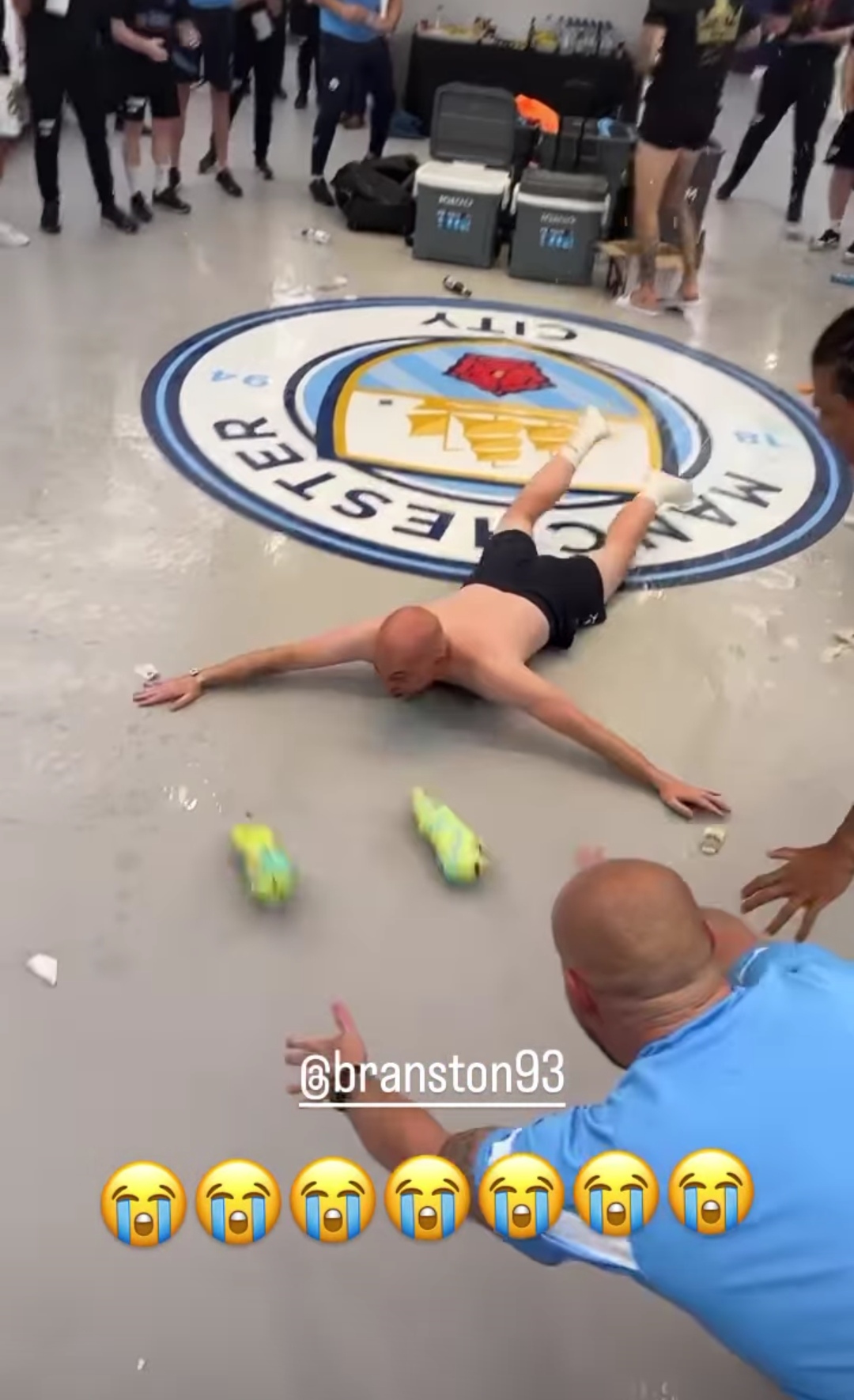 Manchester City dressing room celebrations