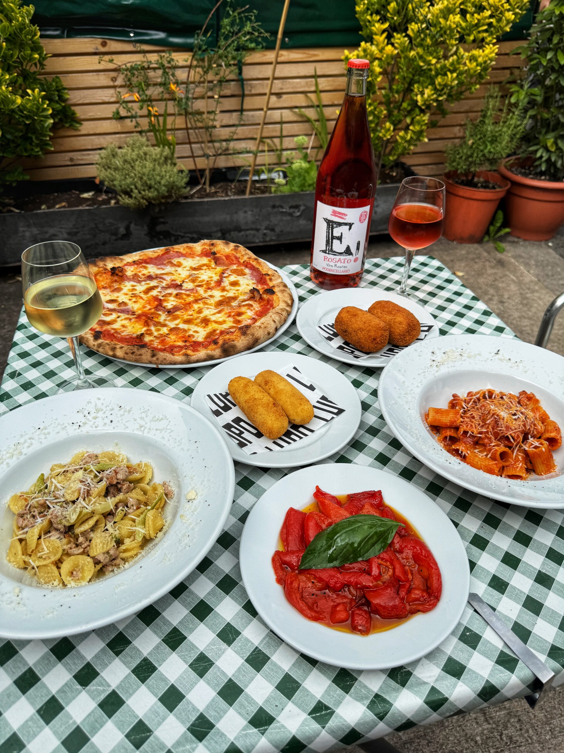 A spread of Lupo's Italian food