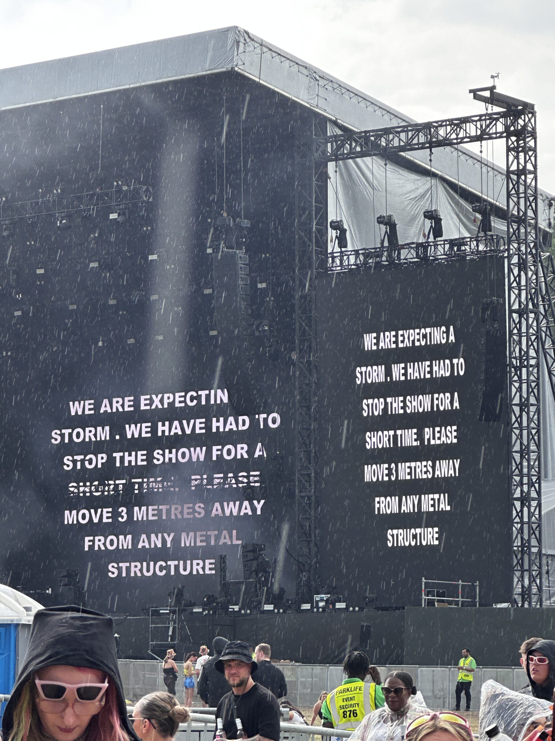 Parklife was halted due to a thunderstorm and torrential rain in 2023