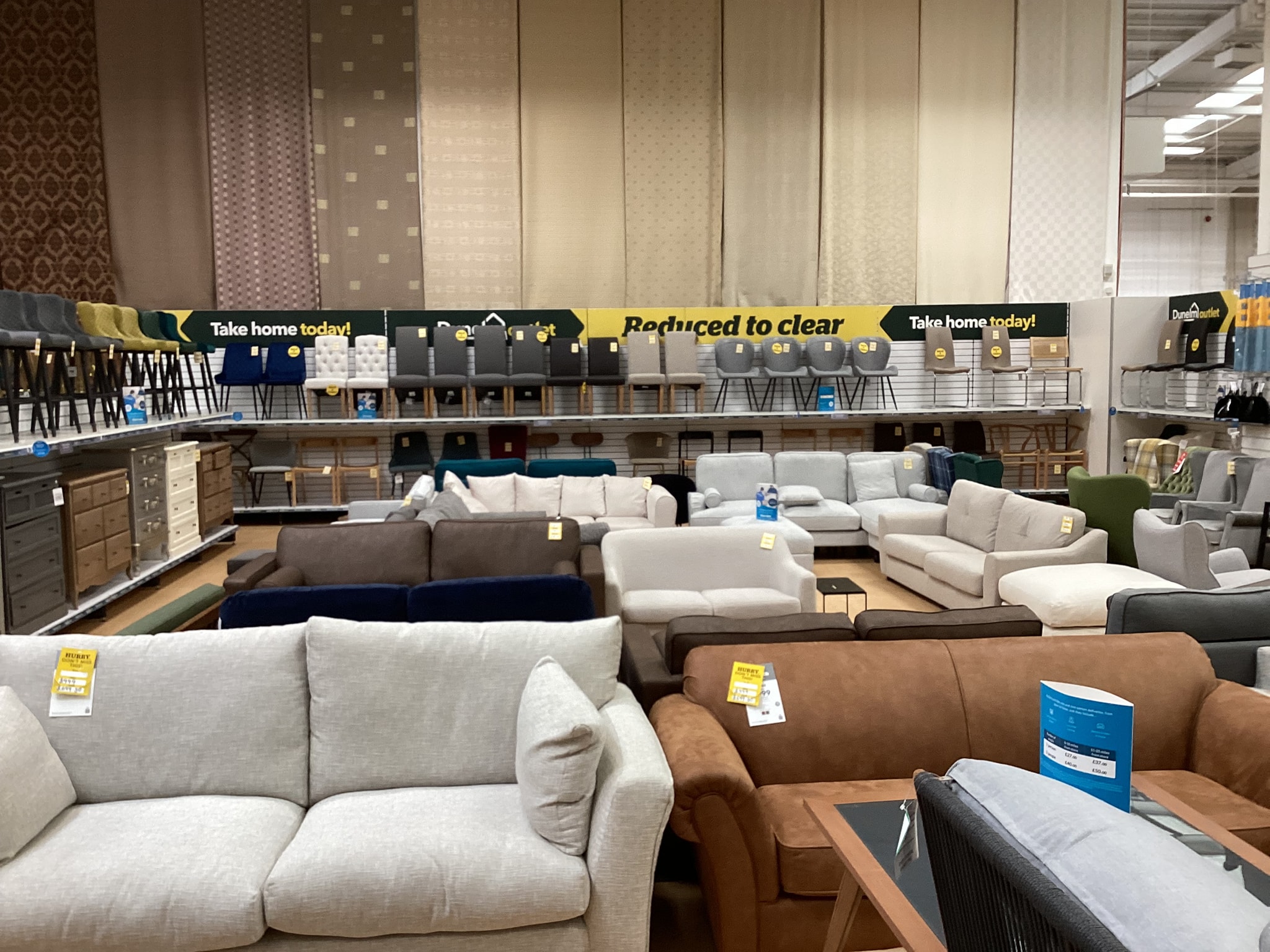 Inside the new Dunelm discount outlet in Rochdale, with furniture on sale