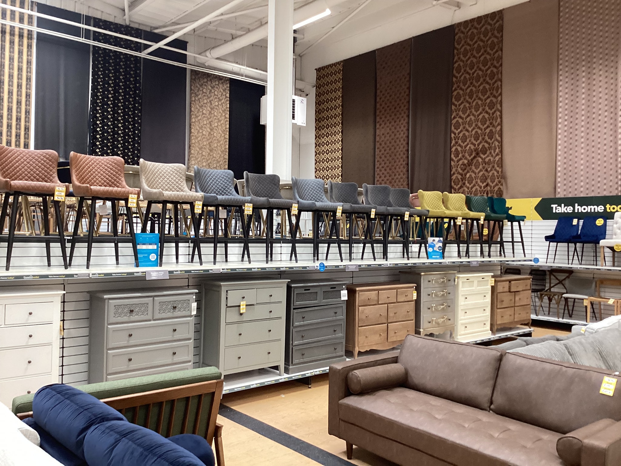 Inside the new Dunelm discount outlet in Rochdale, with furniture on sale