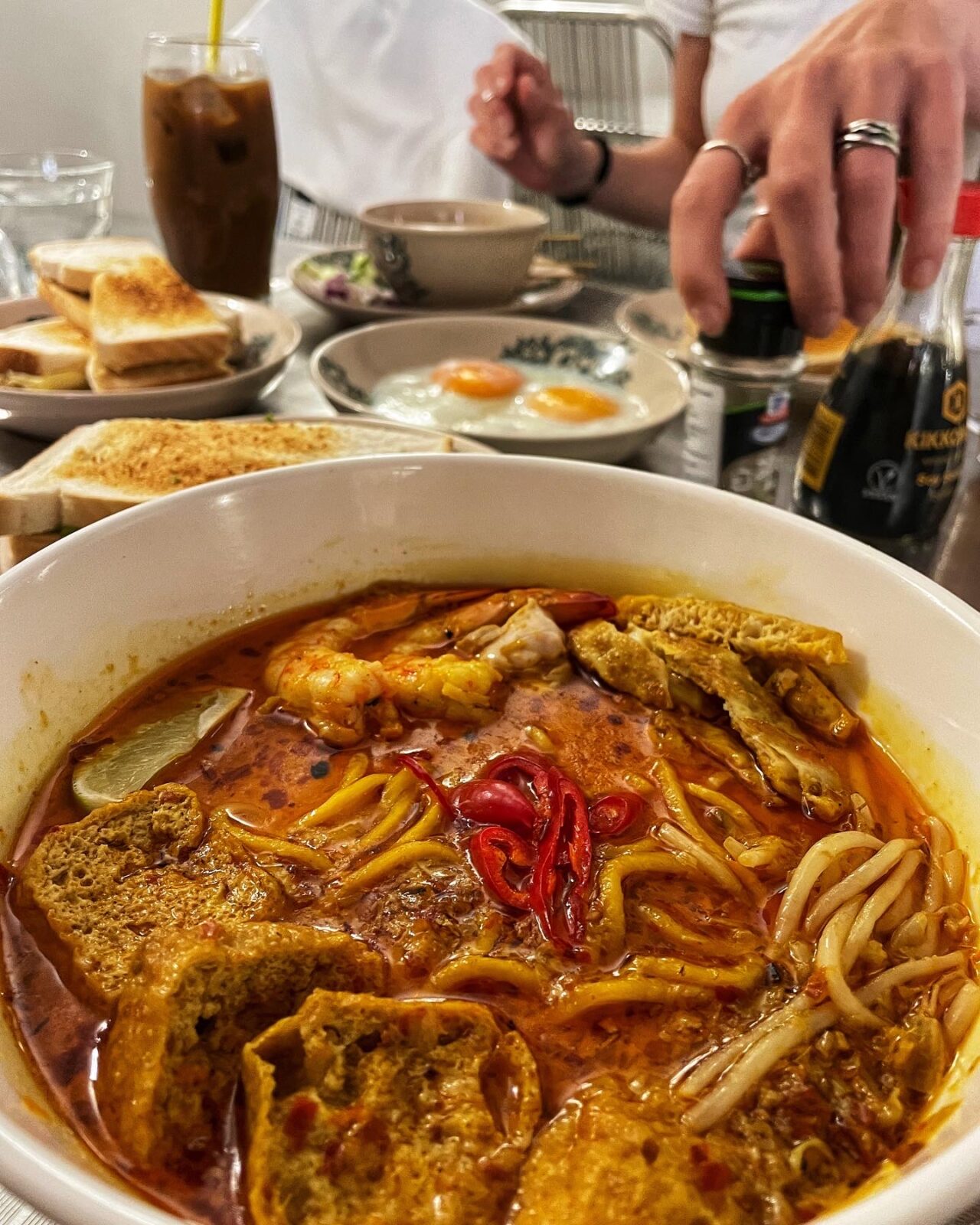 curried laksa noodles at Kaya