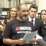Andrew Malkinson speaking outside court after his conviction was overturned