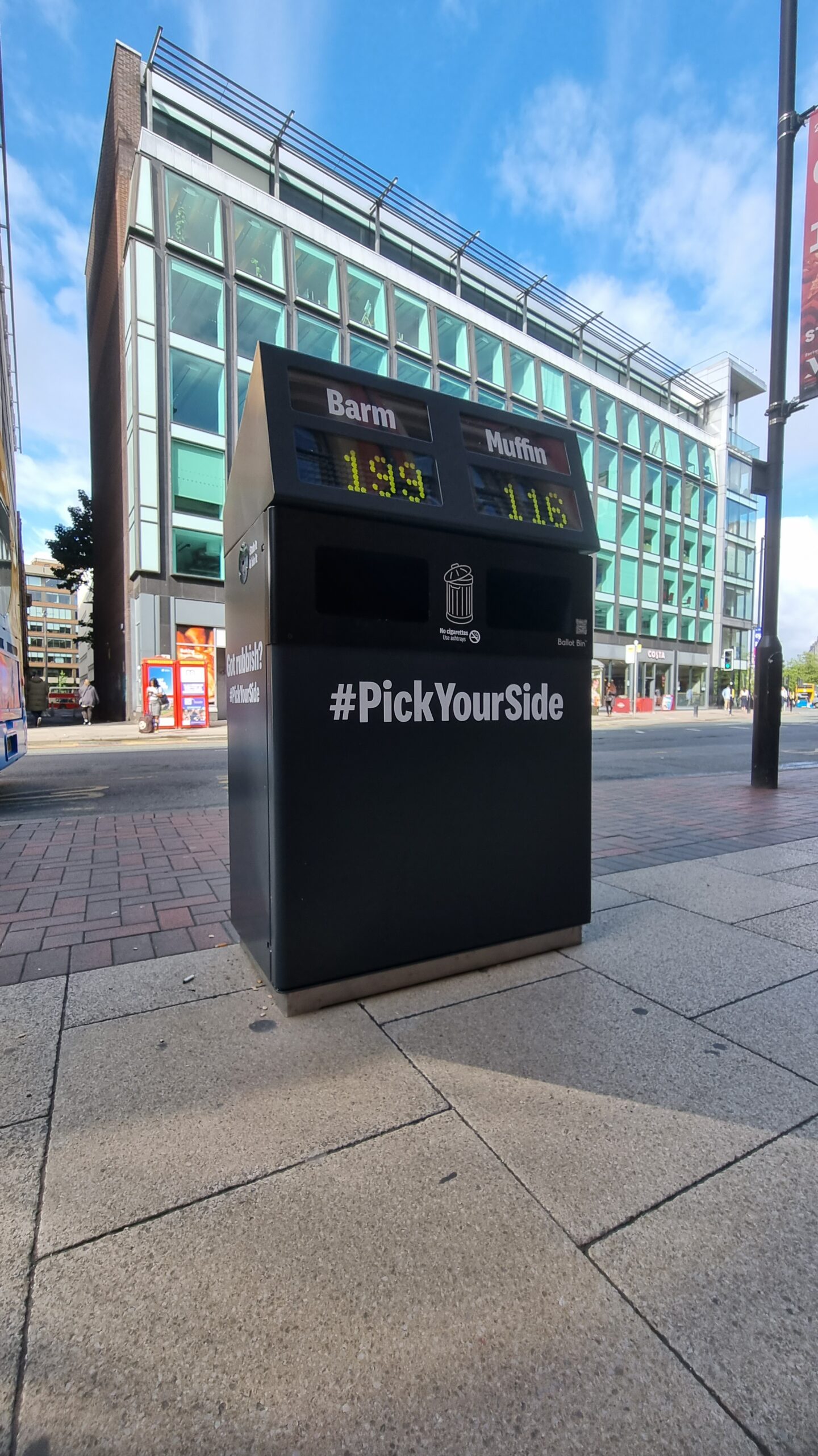 New 'ballot bins' have appeared in Manchester city centre