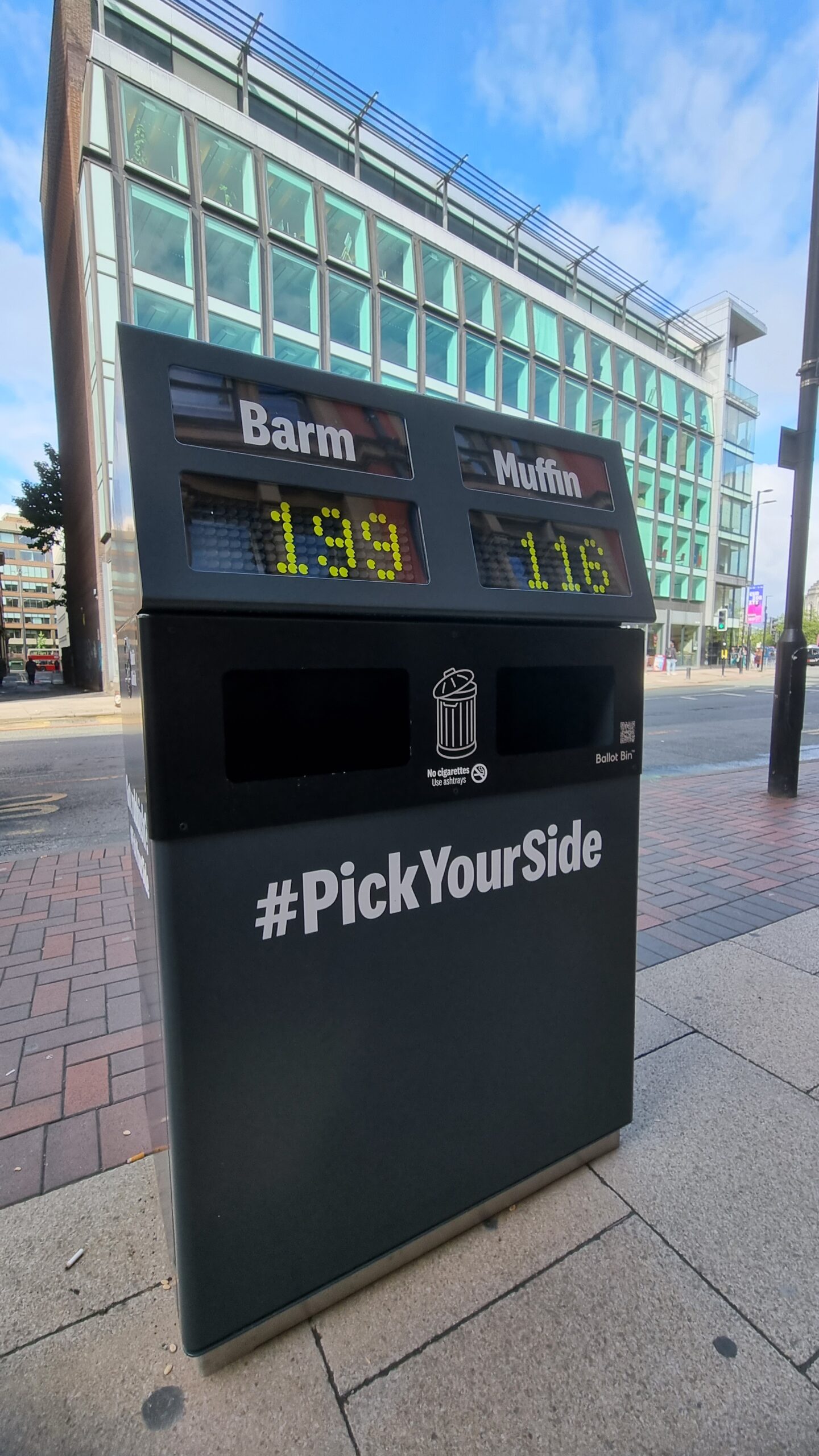 New 'ballot bins' have appeared in Manchester city centre