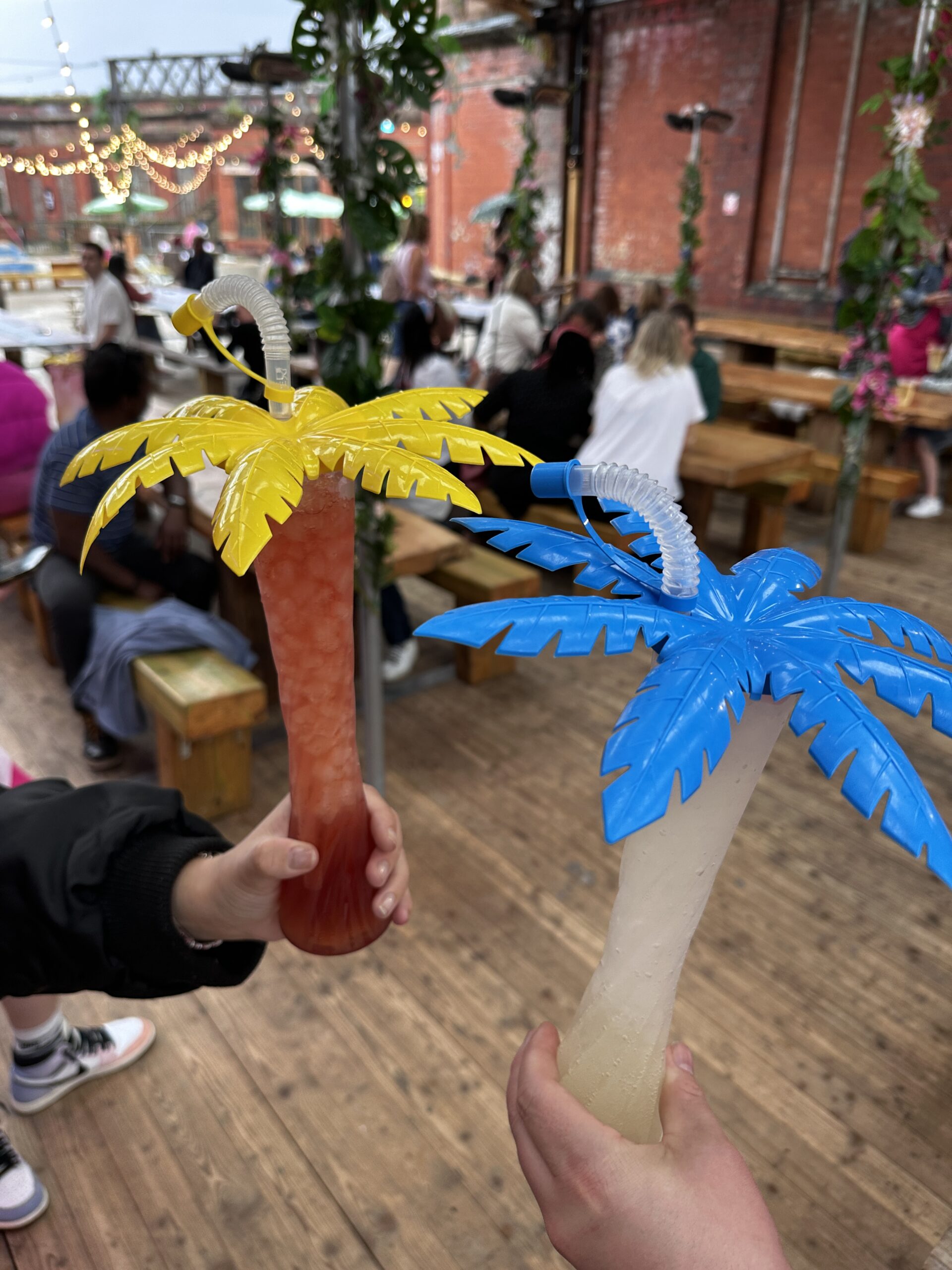 Palm tree-shaped cocktails on hand for Barbie screenings at Backyard Cinema
