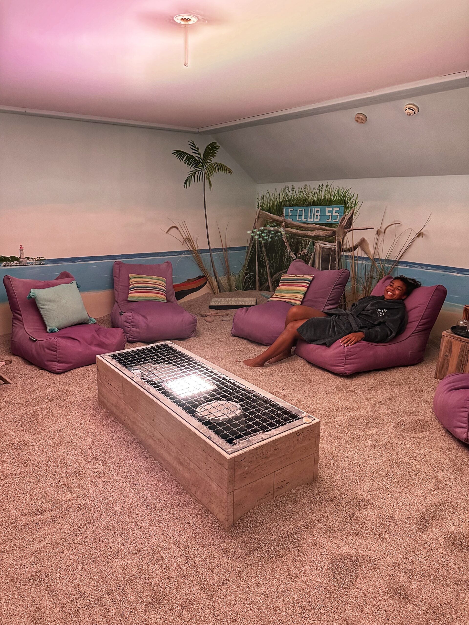 The indoor beach at Ye Olde Bell spa hotel