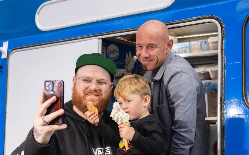 Nicky Butt hands out free holidays and ice cream Salford Quays Media City