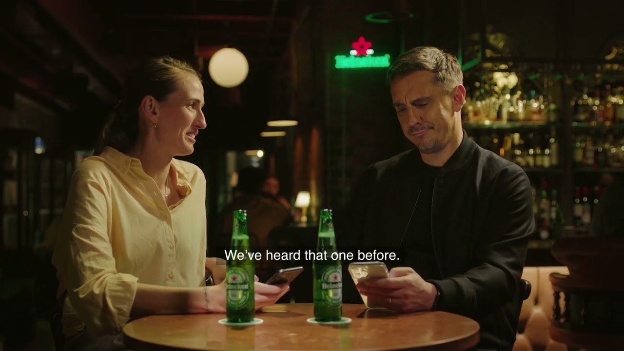 Jill Scott and Gary Neville pose as each other on social media sexism campaign Heineken