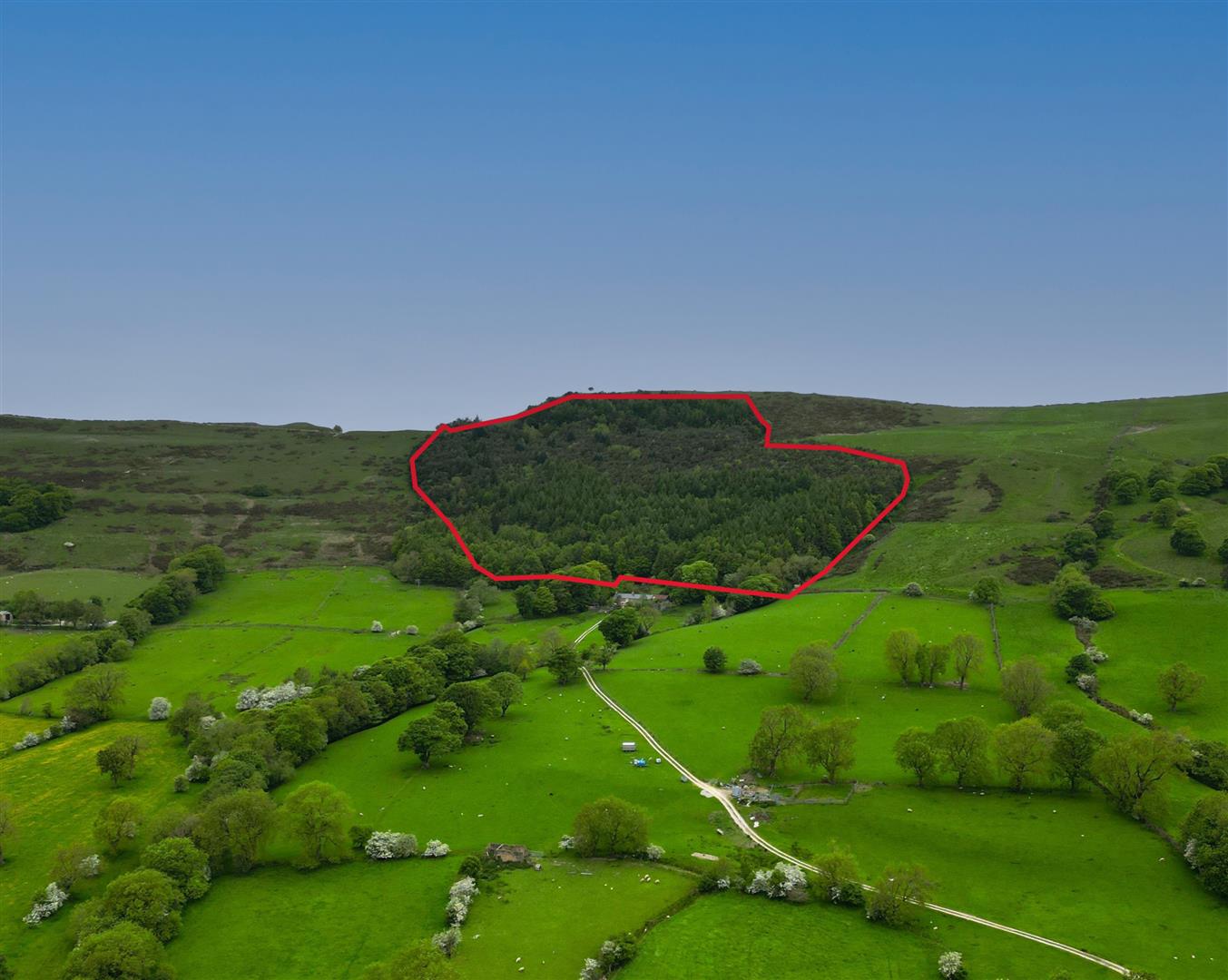 An outline of the land that's for sale in the Peak District